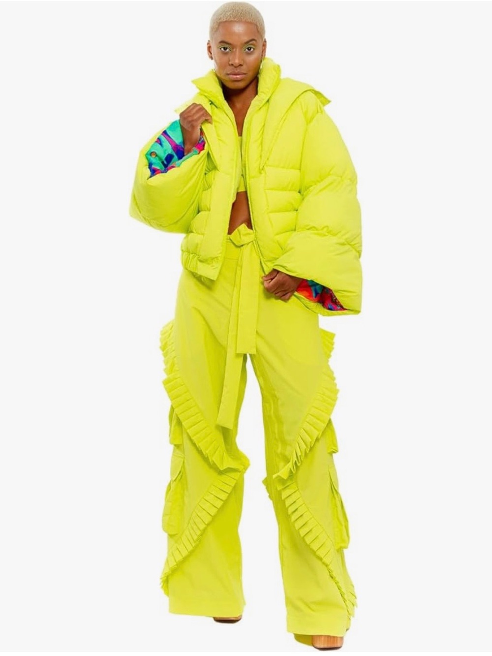 Chaouiche Yellow Citron Oversized Puffer Jacket - Picture 5 of 9
